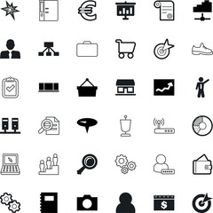 business vector icon set such as: monitoring, burst, connect, star, modem, yes, badge, services, bright, pen, cloud, front, attach, test, blast, payment, partnership, writing, payroll, style