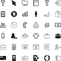 business vector icon set such as: schedule, archive, bill, print, cotton, clip, server, window, using, map, interaction, detail, checklist, billing, finger, application, outline, smart, discount