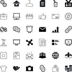 business vector icon set such as: hanger, fashionable, mobile, desktop, app, jetpack, view, advertising, buildings, wardrobe, coat, friendship, grow, ad, soda, badge, place, brush, main, fresh