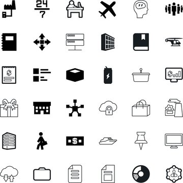 business vector icon set such as: military, exchange, celebration, fingerprint, entertainment, seven, mind, letterheads, maritime, decor, pushpin, plane, fashion, pollution, reminder, directory
