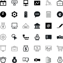 business vector icon set such as: marker, gears, basket, team, send, conference, mathematics, motion, economy, exterior, chalk, electric, steel, calculator, event, floodlight, urban, residential