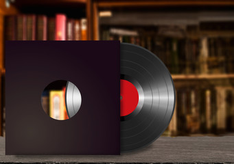 Vinyl disc on the surface - close-up