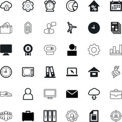 business vector icon set such as: shoe, packaging, retail, aircraft, bar, morning, machinery, buy, net, talk, cogs, machine, app, cam, art, receptionist, consultant, text, aviation, message, clip