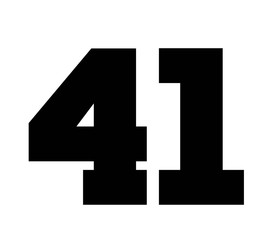 Obraz premium 41,Classic Vintage Sport Jersey Number, Uniform numbers in black as fat fonts, number. For American football, baseball or basketball and ice Hockey.