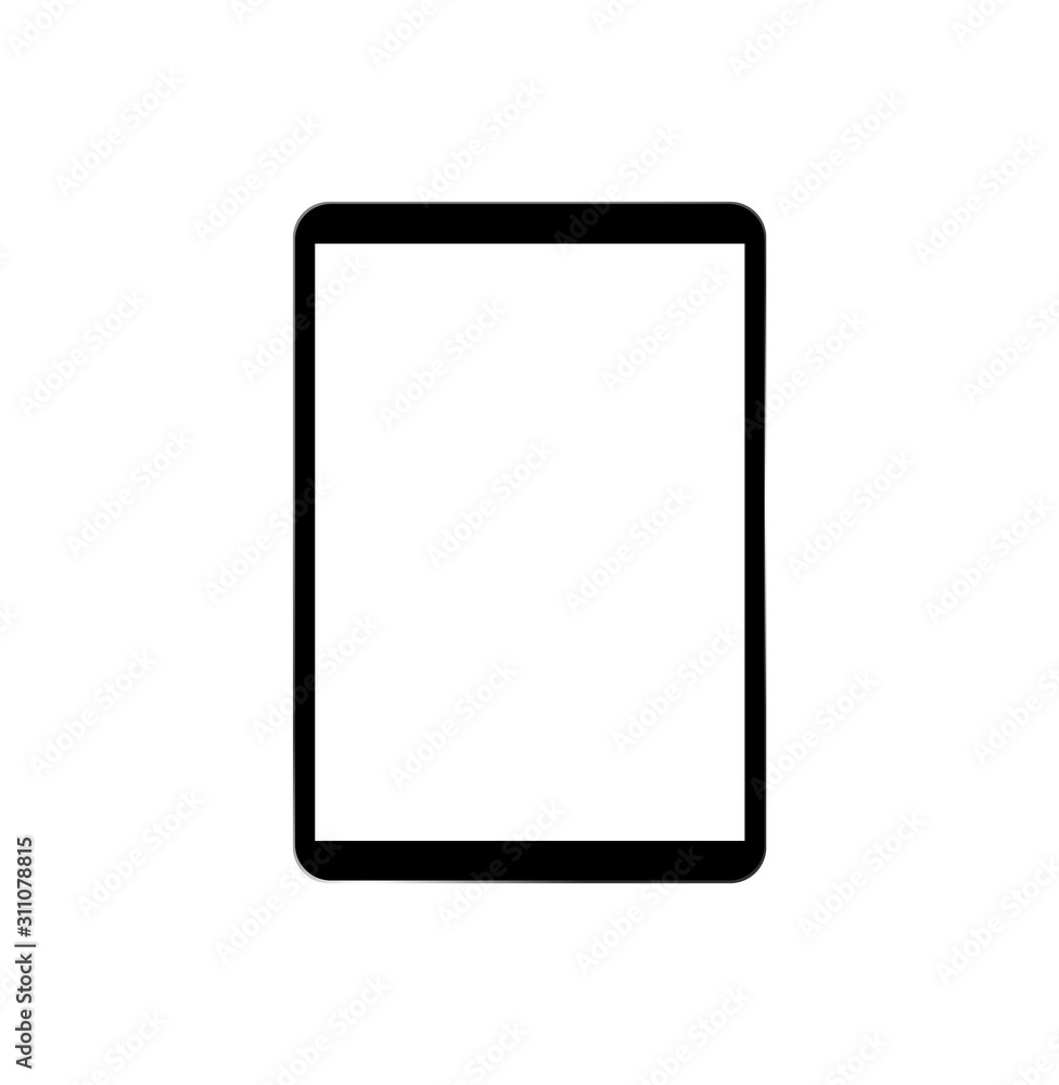 Poster tablet screen icon with shadow isolated on white background. modern simple flat device sign for web 