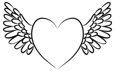 Obraz premium Heart with wings. Winged heart. Love that gives wings.