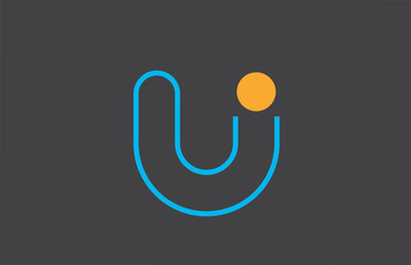 letter u logo line alphabet design icon in blue orange for business with dot © dragomirescu