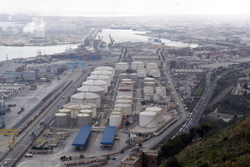 Panoramic View of Barcelona Dockland & Industries from Above 
