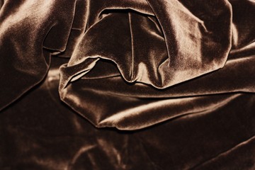 Beautiful fabric brown velvet close up view