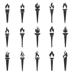 Torch vector icon set illustration design template