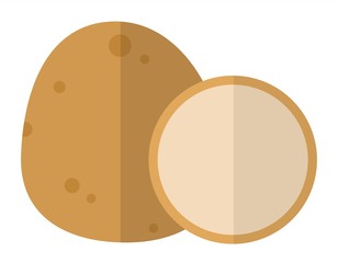 Unpeeled potatoes and a slice of potato vector icon flat isolated