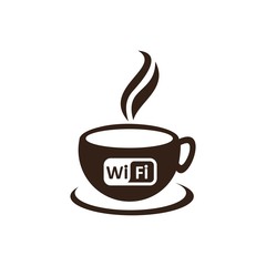 Printcoffee cup logo free wifi ico vector Illustration