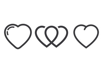 Heart vector icon Line, concept of love isolated on white