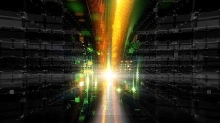 3d illustration. Data storage service. Server room..Modern web network. Internet connection. Hosting..Quantum computer system. Blockchain technology..Grid and lines. Hosting domain. Electronic device.