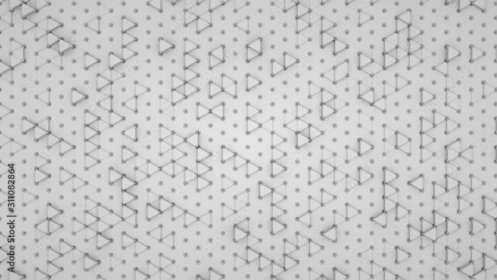 Poster white triangular pattern. rising and falling elements. seamless loop.