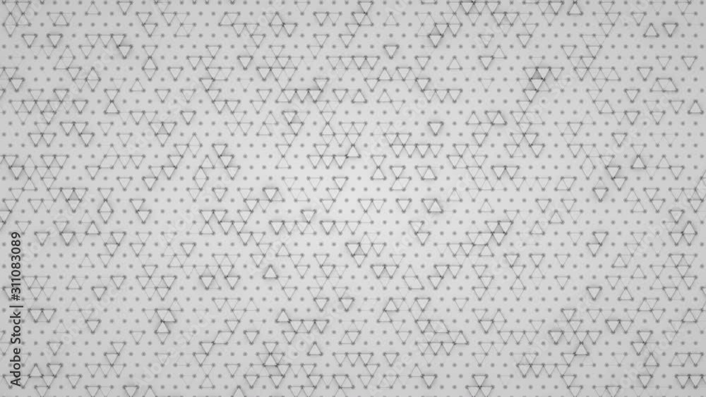 Poster white background made of triangles. moving triangular structures. seamless loop.
