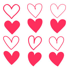 set of vector scarlet hearts