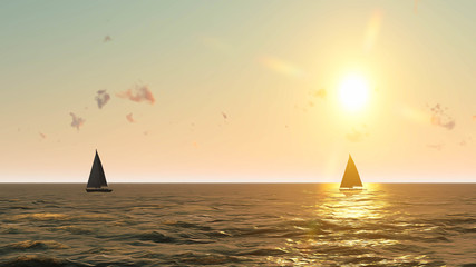 Obraz na płótnie Canvas Ship in Ocean, Sea Ship, 3D Rendering
