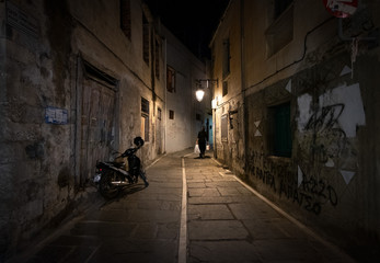 Naklejka na ściany i meble Walks in the old city. Night island of Crete.