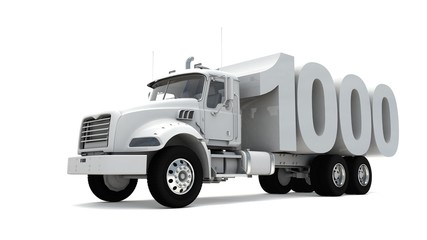 3D illustration of truck with number 1000