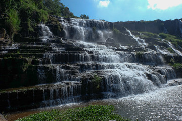 The most beautiful waterfall in the jungle of Vietnam near the city of Dalat.