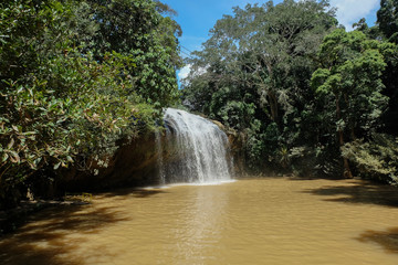 Fototapeta na wymiar Waterfall Prenn. Amazing waterfall in the jungle of Vietnam near the town of Dalat.