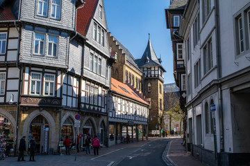 Naklejka na ściany i meble Half-timbered buildings in the Old Town of Goslar, Germany