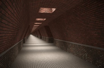 long corridor, interior visualization, 3D illustration