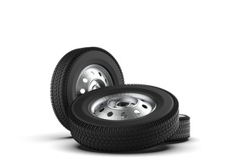 Obraz premium Car Wheel Isolated on White, 3D Rendering