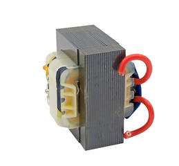 Electrical transformer on white