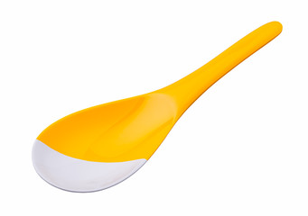 Beautiful yellow and white plastic melamine ladle or spoon