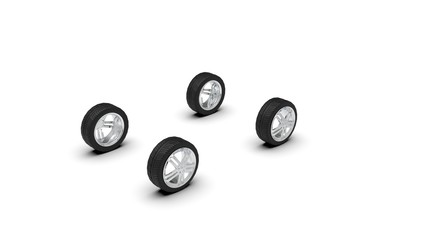 Car Wheel Isolated on White, 3D Rendering