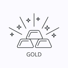 Gold bar thin line icon. Wealth concept. Outline vector illustration