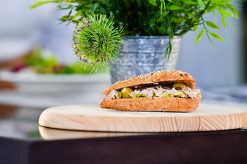 Close-up of a delicious looking tuna sandwich