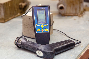 Device for the study of concrete and determine the properties, density and quality of the finished...