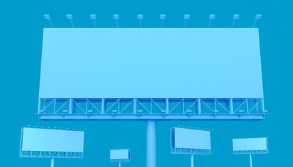 billboard blank for outdoor advertising on colorful background with clipping paths. 3d rendering.