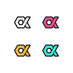 A Alpha logo symbol abstract letter design template,  Alpha emblem, Greek letter Alpha colorful creative sign.  Universal Alpha Symbol vector icon.