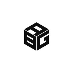 ABG triple cubic alphabet letter vector geometric font icon & Logo for your design.