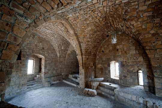 Interior of old castle in Saida, Lebanon, was build in XIII century by crusaders