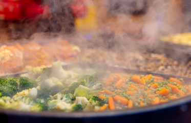 traditional broccoli with carrots in Christmas market in Wroclaw, Poland