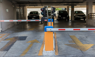car park automatic entry system.Security system for building access - barrier gate stop with toll...