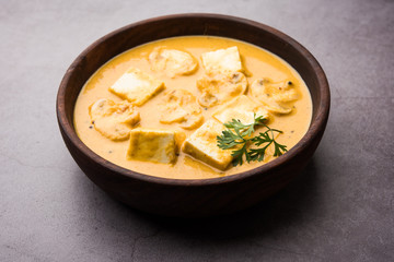 Mushroom Paneer curry or sabzi, served in a bowl. selective focus