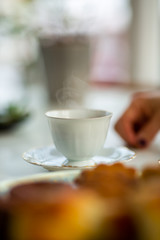 Cup of coffee on table in a cafe