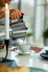 Serving customer at a cafe