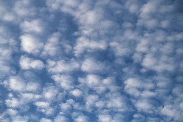 Weiße Wölkchen vor Blauem Himmel - Stockfoto