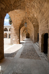 Fototapeta na wymiar Interior of inner yard of Khan el-Franj, french caravanserai in downtown of Saida, Lebanon