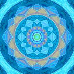 Beautiful blue mystical lace ornament, arabesque mandala