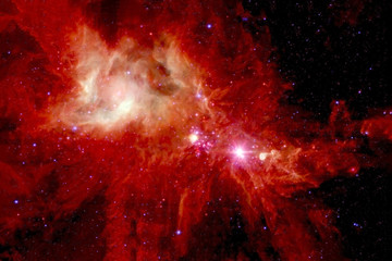 Fototapeta na wymiar Red nebula in deep space. Background texture. Elements of this image were furnished by NASA.