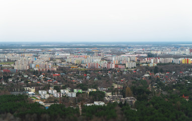 Fototapeta na wymiar Aerial view of Lasnamae urban area in autumn. Tallinn, Estonia.