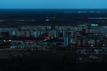 Fototapeta na wymiar Aerial view of Lasnamae urban area in autumn at evening. Tallinn, Estonia.